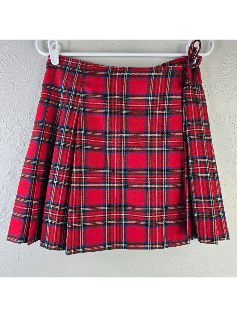 Express Pleated‎ Mini Wrap Skirt M Red Plaid Preppy Academia Grunge School Girl